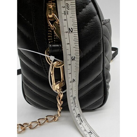 Anne Klein Quilted Faux Leather Double Handles Mini Crossbody - Black - Picture 7 of 9